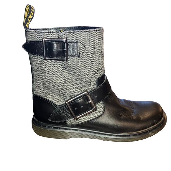 Dr. Martens Gayle Biker Boots with Houndstooth Black and White Tweed- EU 36 US 5 - Picture 6 of 11